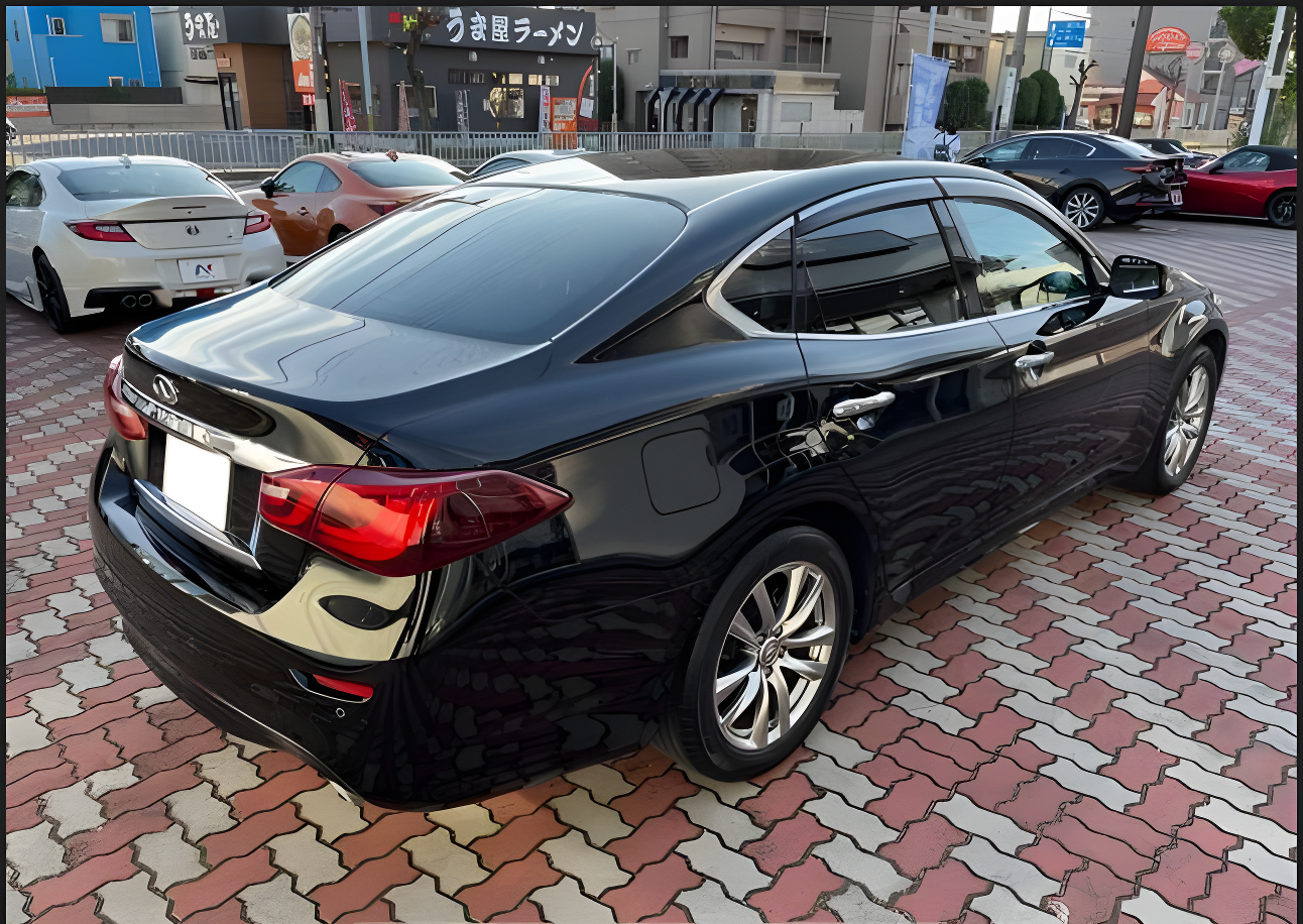 2018 Nissan Fuga rear and side view 